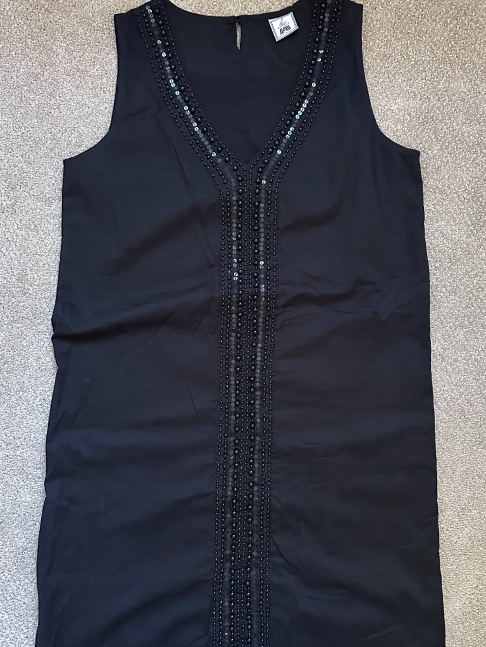 Toss Designs Black Beaded Sequin Tunic Dress Size M